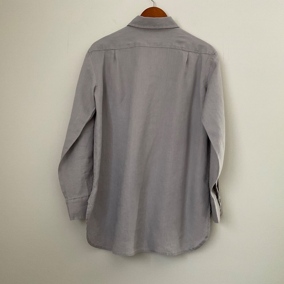 Pure Amici Women’s Shirt Sz S Gray Button Up Linen Classic Preppy Office Siren - Picture 2 of 12
